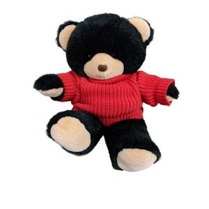 vintage 1988 teddy bear MOONBEAM TOYS stuffed animal plush black red sweater 18"